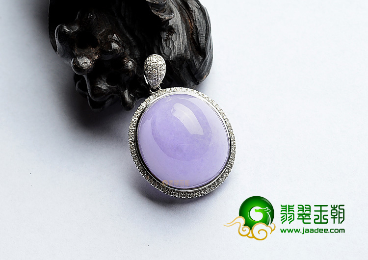 糯冰种紫罗兰镶白金胸坠(真钻)