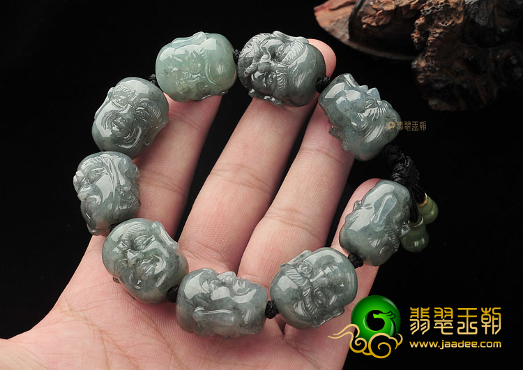 (超值推荐)糯冰种水墨色(乌鸡种)罗汉头手链