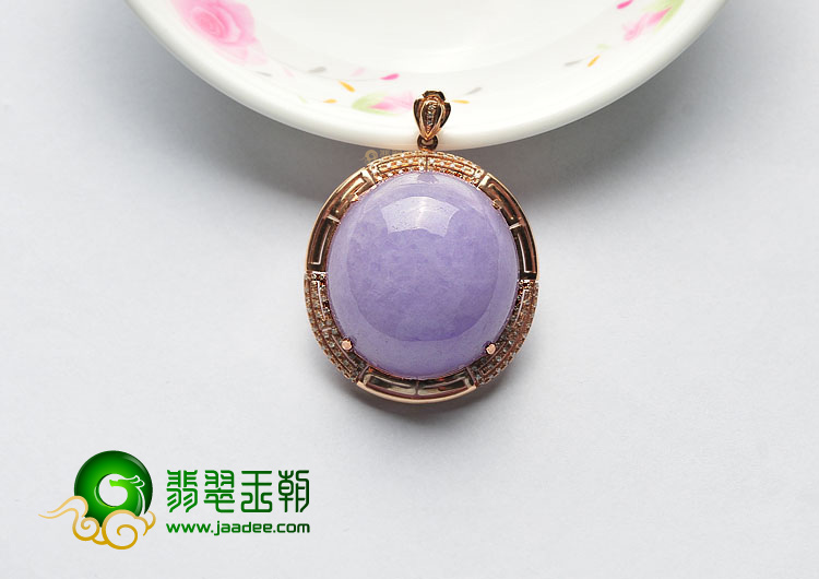 糯冰种紫罗兰镶玫瑰金胸坠(真钻)