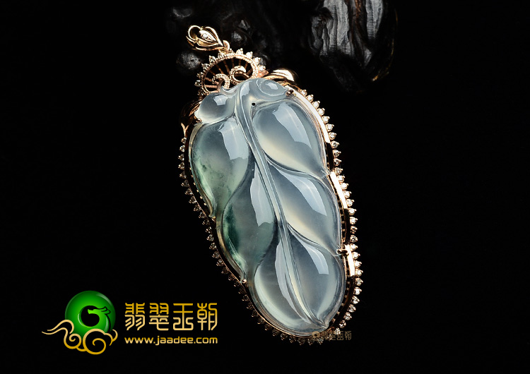 (超值推荐)冰种飘花镶玫瑰金金枝玉叶胸坠(真钻)