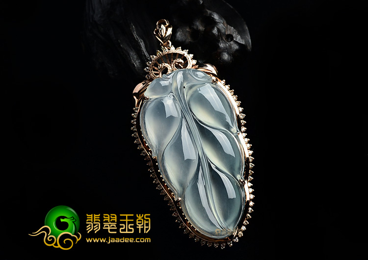 (超值推荐)冰种晴水镶玫瑰金金枝玉叶胸坠(真钻)