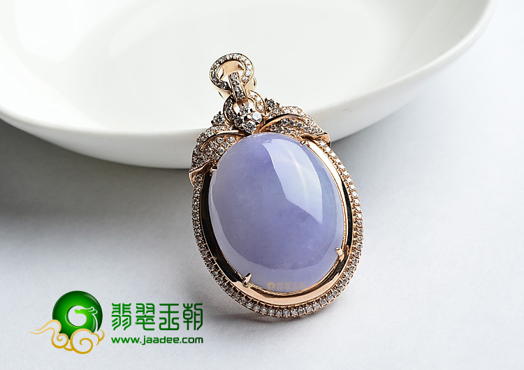 (超值推荐)糯冰种紫罗兰镶玫瑰金胸坠(真钻)