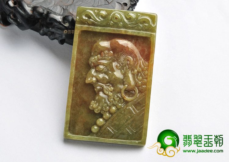 糯冰种褐黄翡达摩挂件
