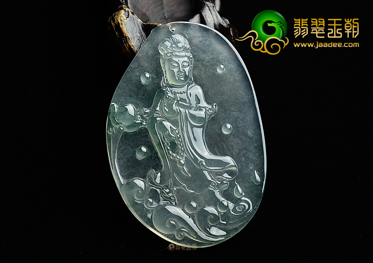 玻璃种飘花观音挂件