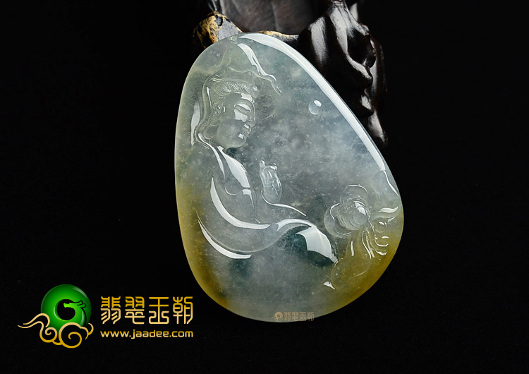 (超值推荐)冰种黄翡飘花观音挂件