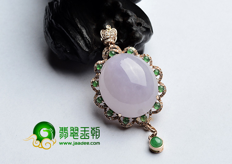 糯冰种紫罗兰镶玫瑰金胸坠(真钻)