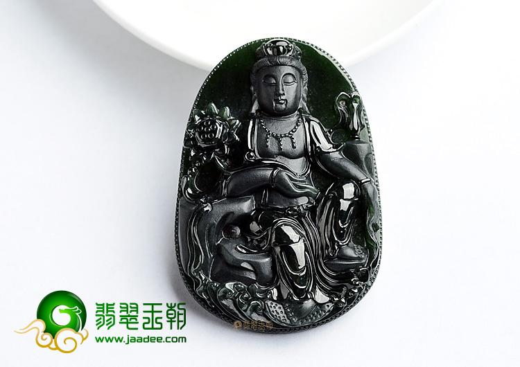 冰种墨翠观音挂件