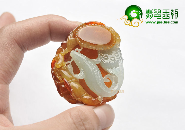 冰种红黄翡连年有余挂件