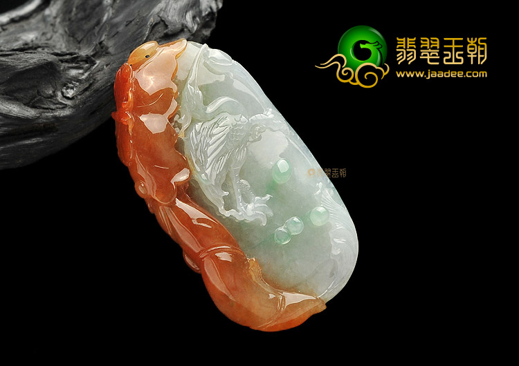 (超值推荐)冰种红黄翡飘花一路连升挂件