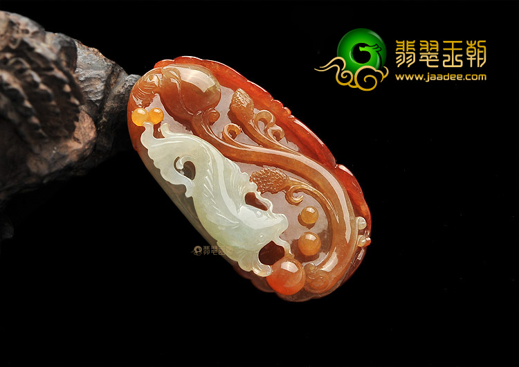 糯冰种红黄翡连年有余挂件