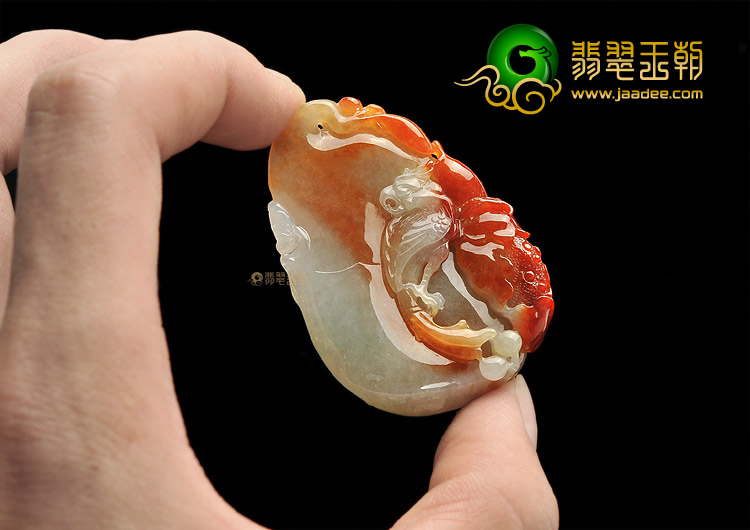 糯冰种红黄翡花开富贵挂件