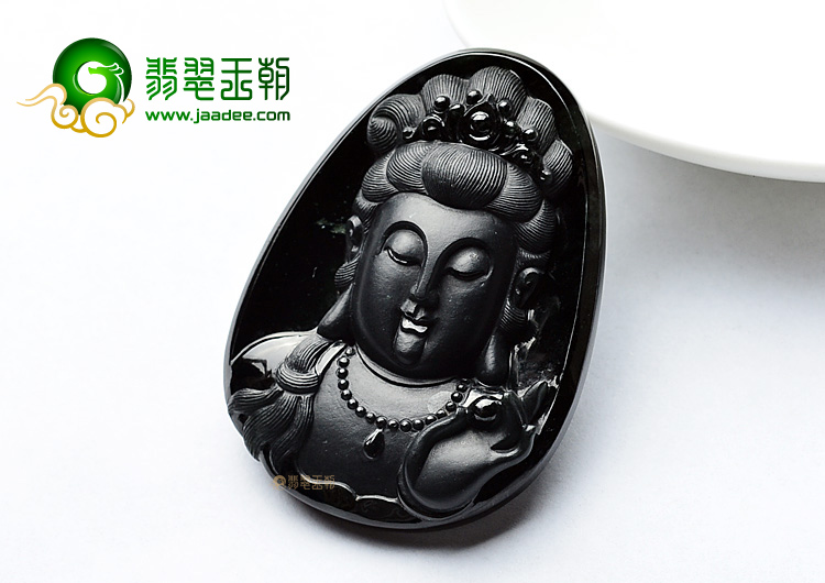 (超值推荐)冰玻种墨翠观音头挂件