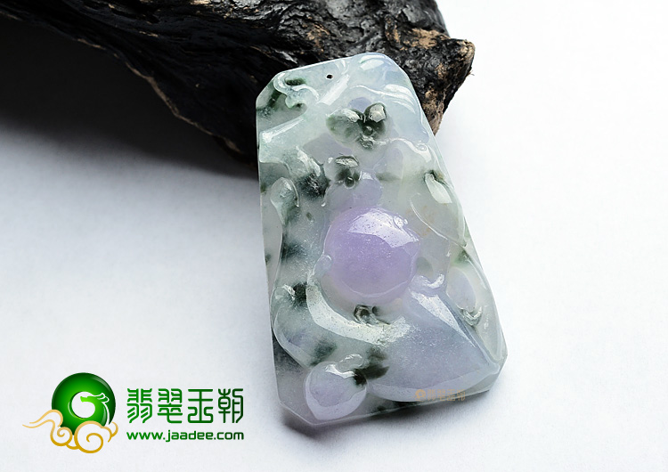 (超值推荐)糯冰种紫罗兰飘花喜上枝头挂件