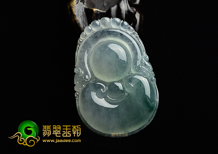 (超值推荐)冰种飘花双龙如意挂件