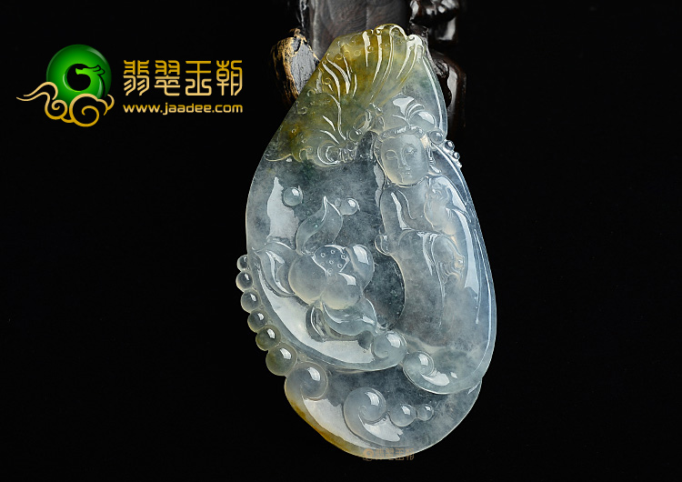 (超值推荐)冰种黄翡飘花观音挂件