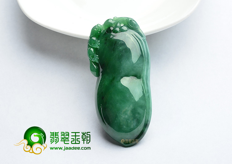 (超值推荐)糯冰种浓绿生意兴隆挂件