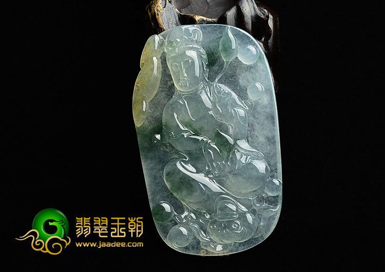 (超值推荐)冰种飘花带黄翡观音挂件