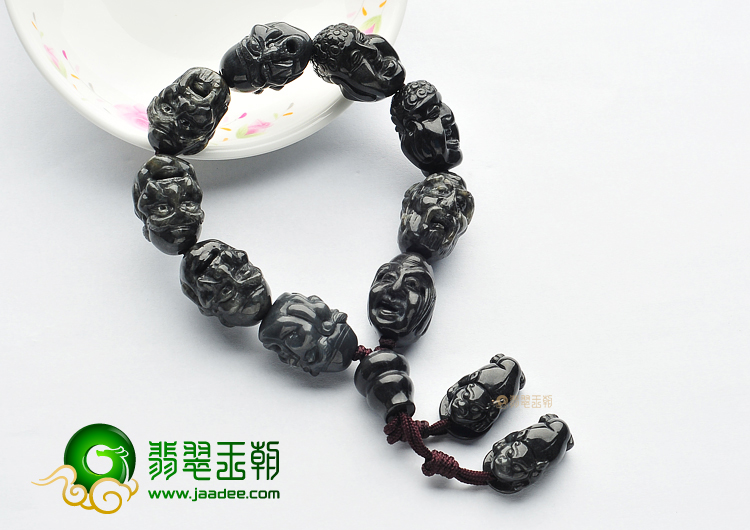 (超值推荐)糯冰种墨色罗汉头手链