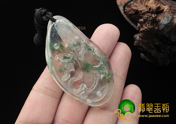 玻璃种飘花观音挂件