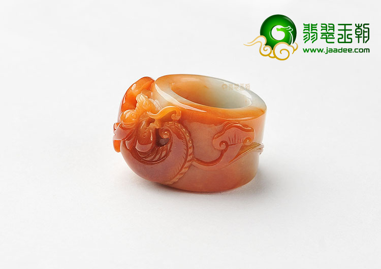 糯冰种红黄翡龙行如意扳指