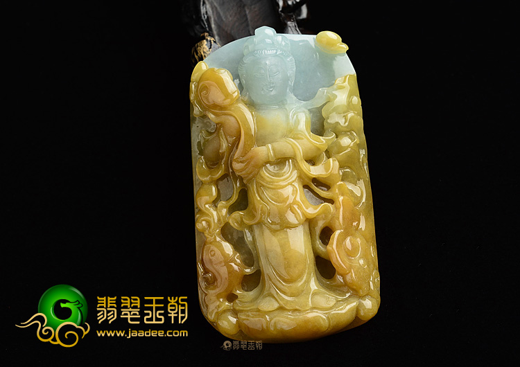 (超值推荐)糯冰种黄翡观音挂件