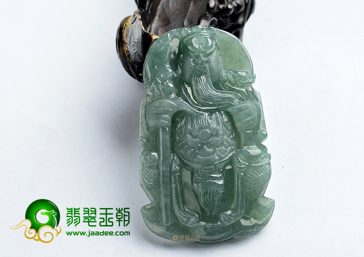 (超值推荐)糯冰种蓝水关公挂件