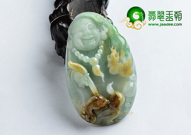(超值推荐)糯冰种三彩玉佛挂件