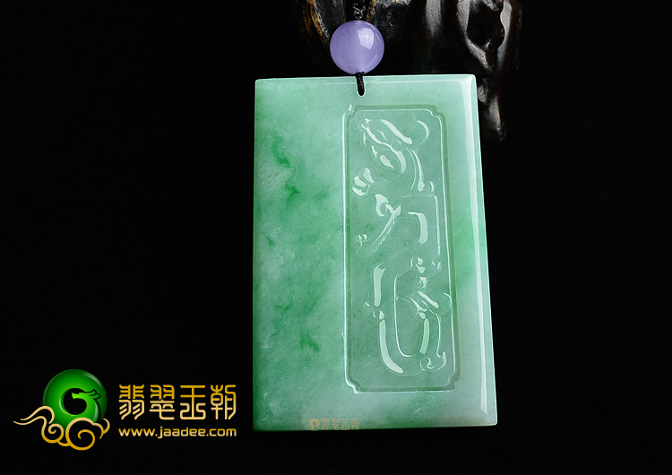 (超值推荐)糯冰种翠色龙凤呈祥挂件
