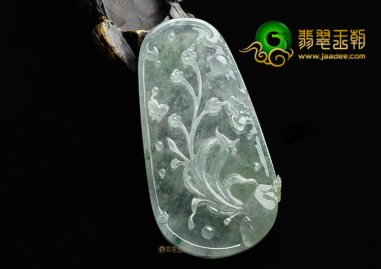 (超值推荐)冰种飘花蝶恋花挂件