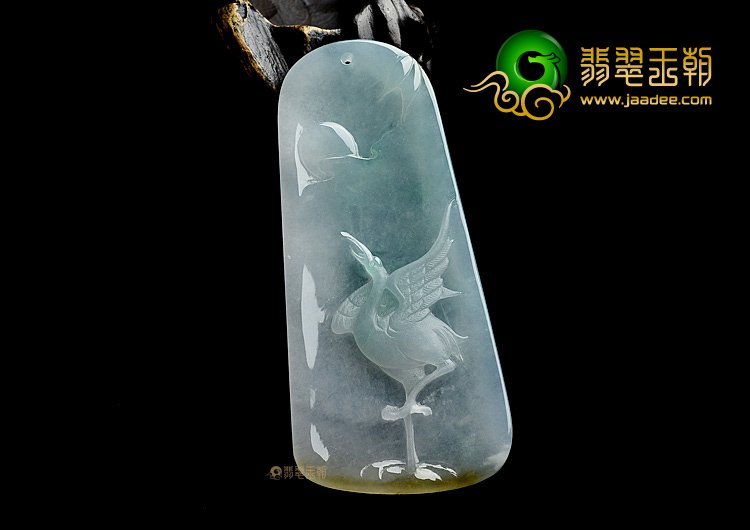 (超值推荐)冰种晴水黄翡鹤子朝霞挂件