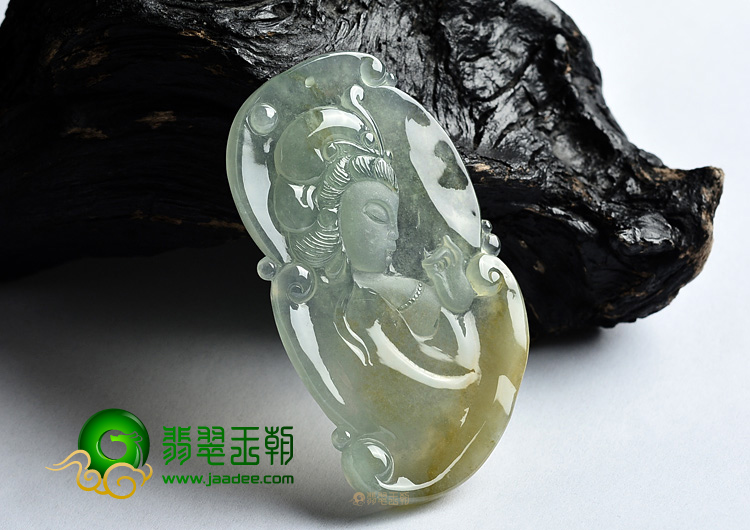 (超值推荐)冰种晴水黄翡观音头挂件