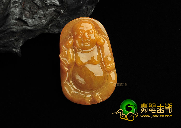 糯冰种黄翡玉佛挂件