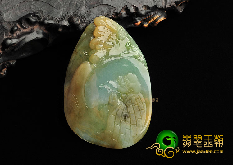 (超值推荐)冰种褐黄翡飘花祈福挂件