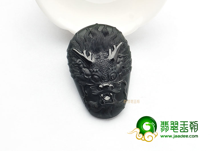 (超值推荐)玻璃种墨翠龙头挂件