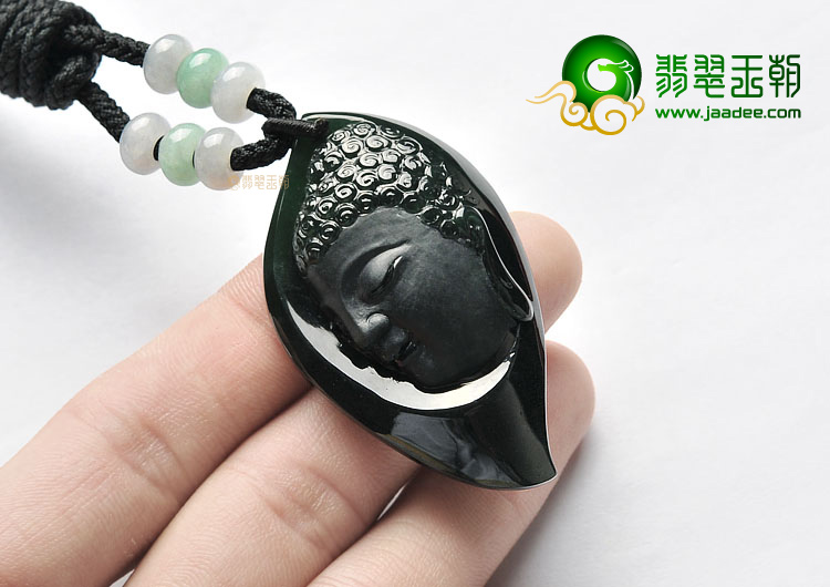 (超值推荐)冰种墨翠释迦牟尼挂件