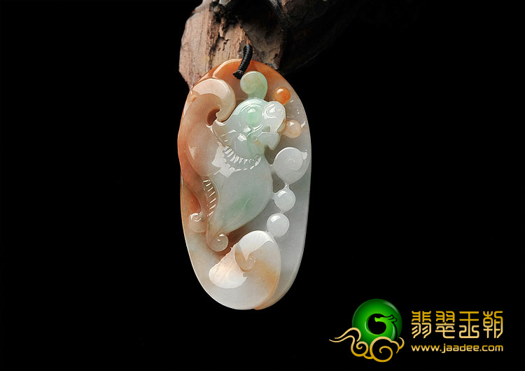 糯冰种三彩福在眼前挂件