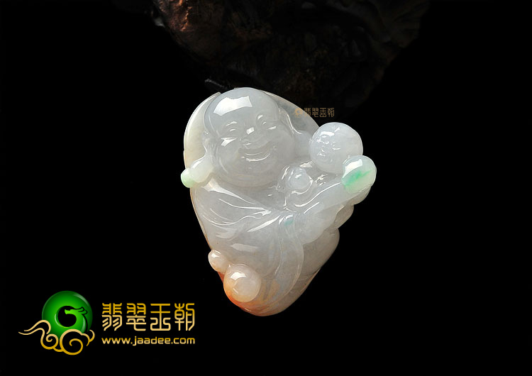 (超值推荐)冰种淡三彩童子拜佛挂件