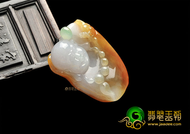冰种褐黄翡佛头挂件
