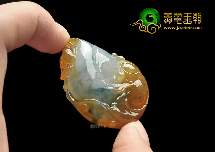 (超值推荐)冰种褐黄翡飘花年年有余挂件