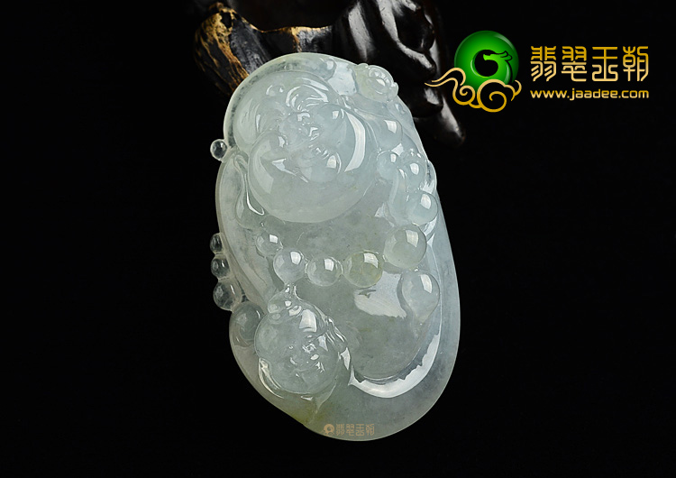 (超值推荐)冰种淡晴水略带黄翡童子拜佛挂件