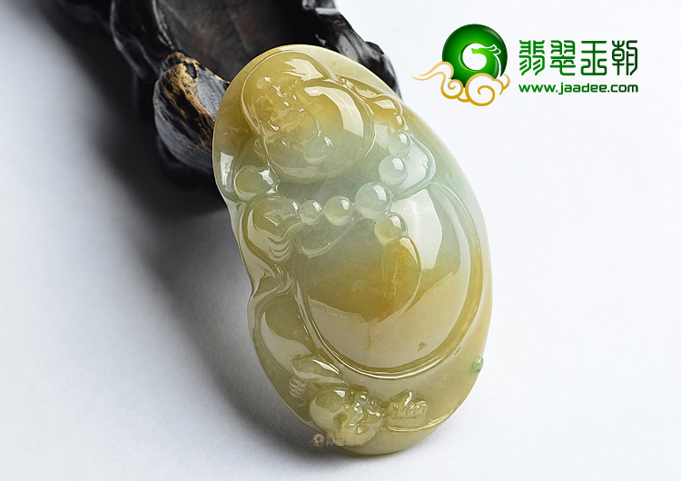 (超值推荐)糯冰种褐黄翡童子拜佛挂件