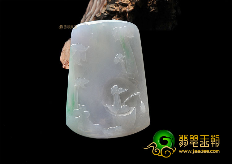 (超值推荐)冰种淡春带彩姜太公钓鱼挂件