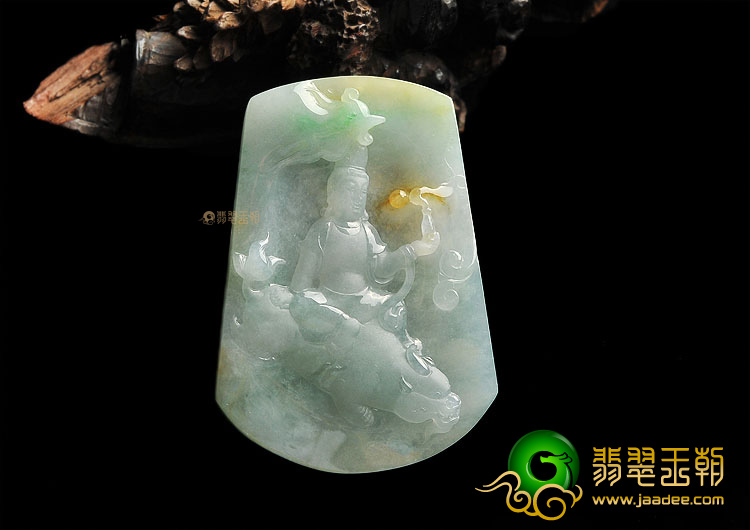 (超值推荐)冰种淡三彩文殊菩萨挂件