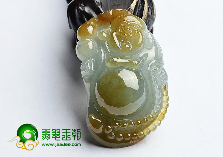 (超值推荐)糯冰种晴水褐黄翡玉佛挂件