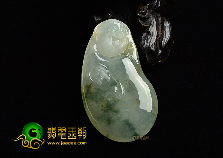 (超值推荐)糯冰种飘花带黄翡玉佛挂件