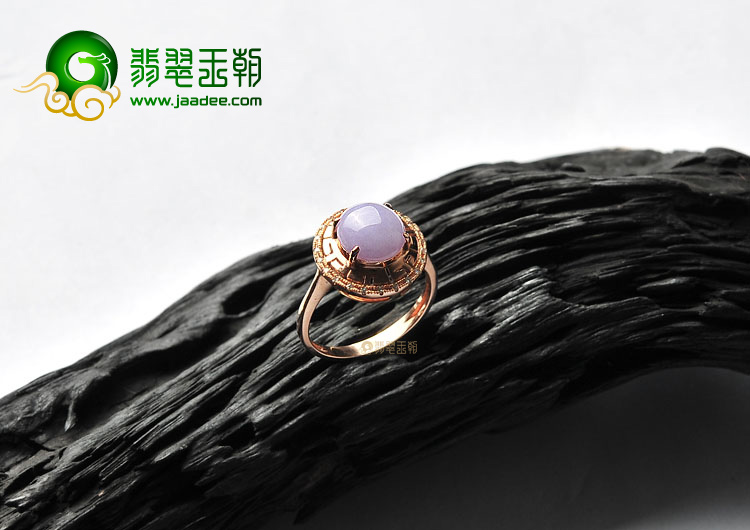 (超值推荐)冰种紫罗兰镶玫瑰金戒指(真钻)