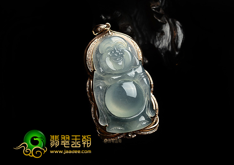 (超值推荐)冰种淡晴水镶玫瑰金站佛胸坠(真钻)