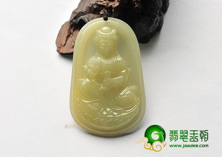 (超值推荐)冰种淡黄翡观音挂件