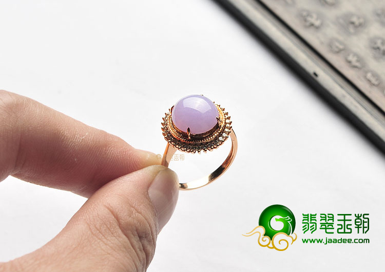 (超值推荐)糯冰种紫罗兰镶玫瑰金戒指(真钻)