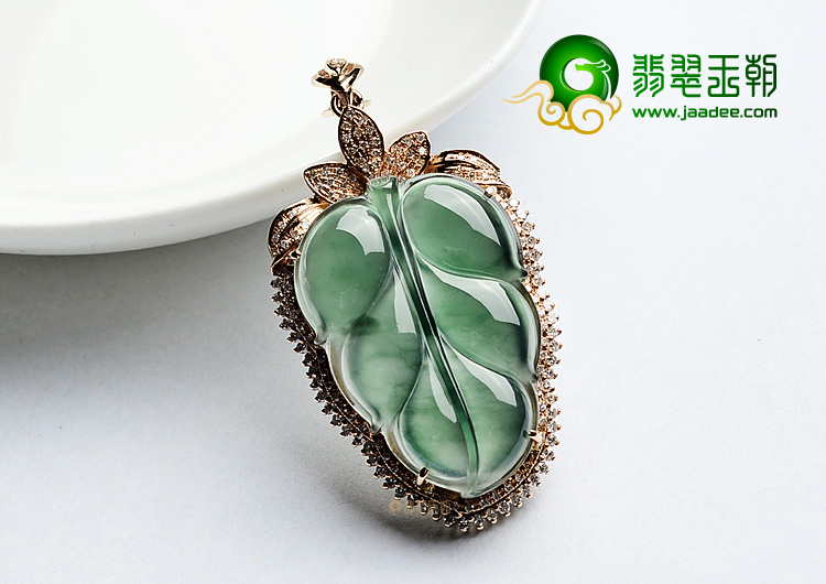 (超值推荐)冰种蓝水镶玫瑰金金枝玉叶胸坠(真钻)